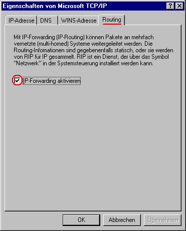 Eigenschaften von Mirosoft TCP-IP