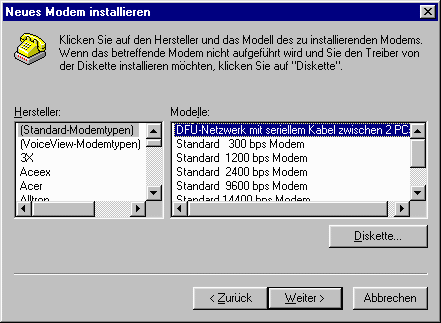 Neues Modem installieren 2. Schritt
