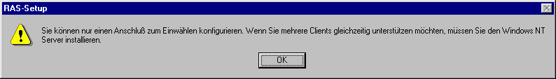 RAS-Setup Meldung